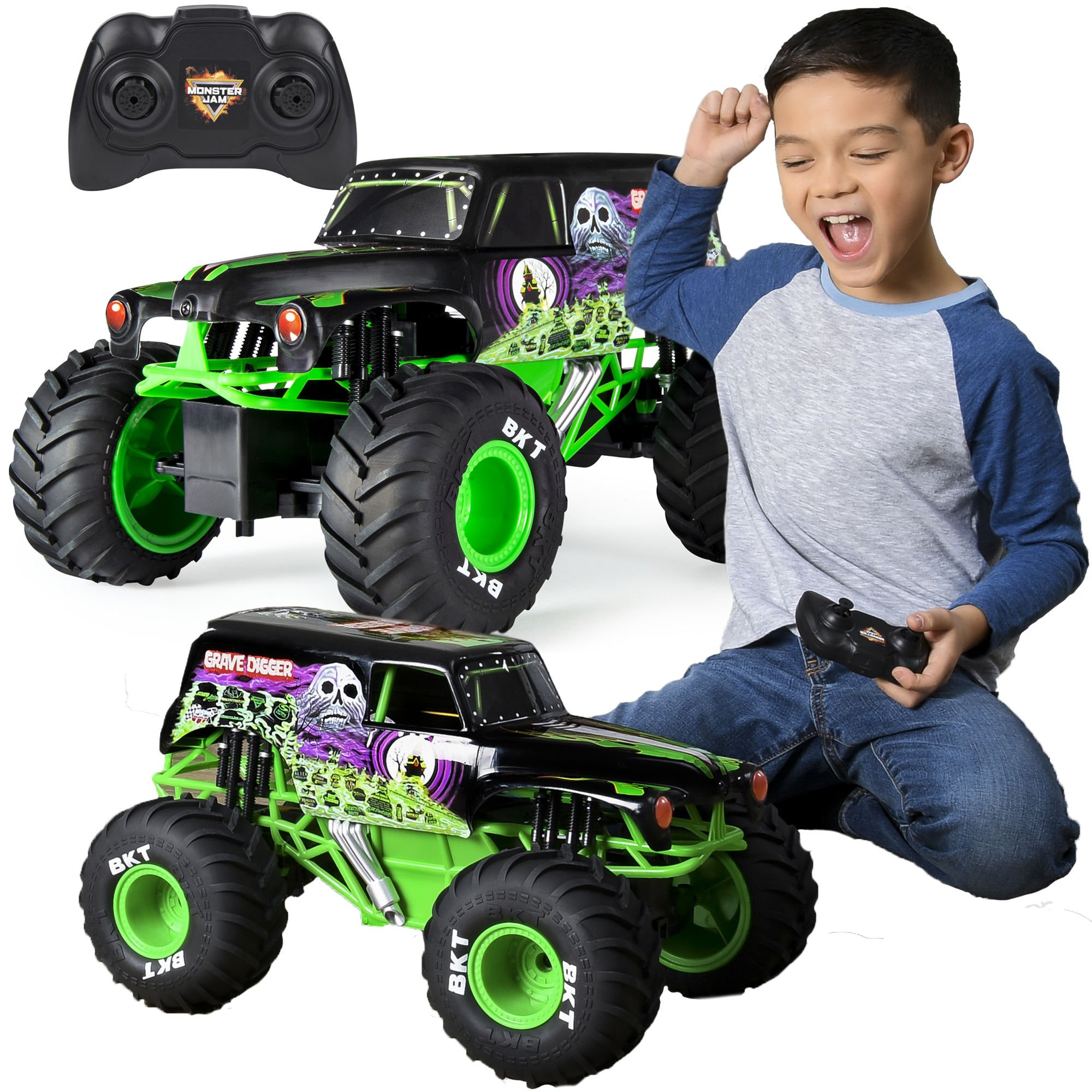 Monster Jam RC Grave Digger Bad to the Back Bone - Happy Tots